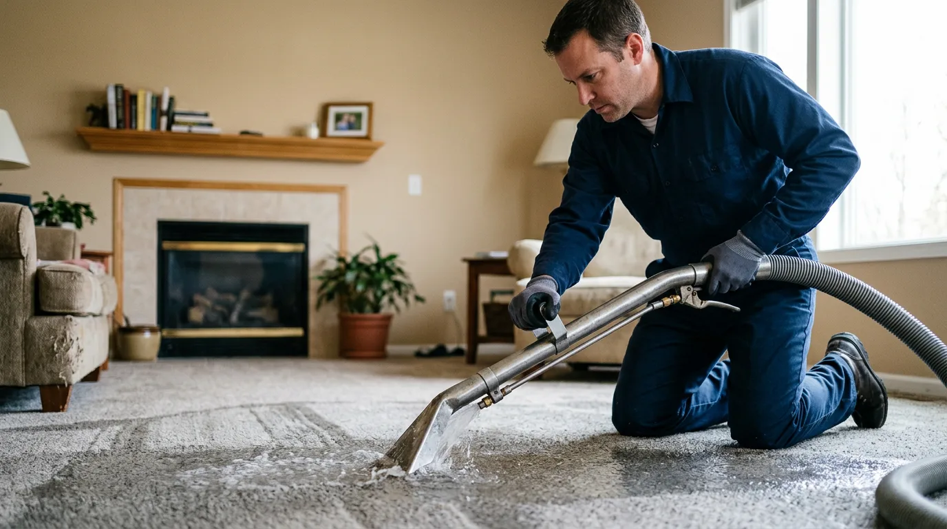 Water damage restoration technician working near Corona, CA